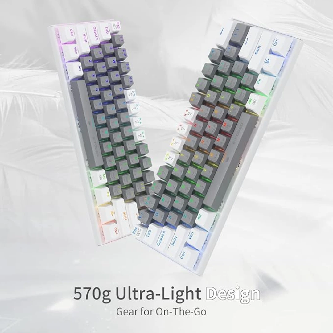 E-YOOSO Z-11 Gaming Keyboard with Red Switches, RGB LED Backlit, 61 Keys Mini Portable Gaming Keyboard (White Grey) - Image 8