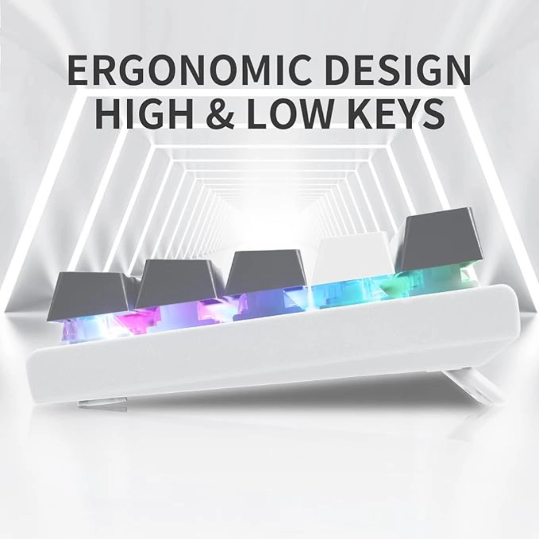 E-YOOSO Z-11 Gaming Keyboard with Red Switches, RGB LED Backlit, 61 Keys Mini Portable Gaming Keyboard (White Grey) - Image 4