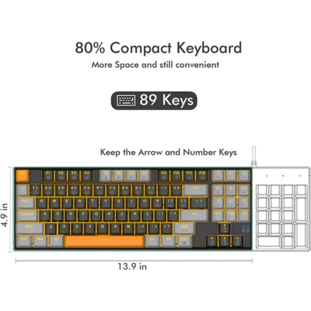 E-YOOSO Z-13 Single Light 89 Keys Mechanical Keyboard Black/Gray - Image 7