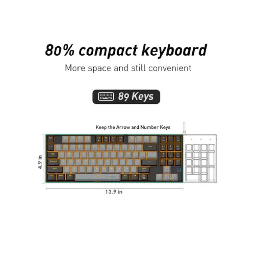 E-YOOSO Z-13 Single Light 89 Keys Mechanical Keyboard Black/Gray - Image 5