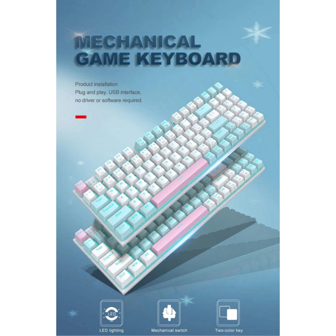 E-YOOSO Z-19 Single Light 94 Keys Hot Swappable Mechanical Keyboard Blue/White - Image 4