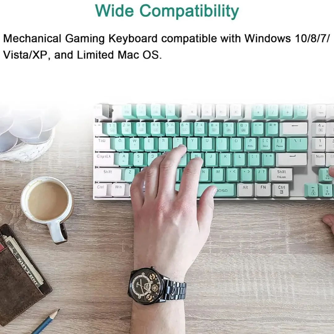 E-YOOSO Z-13 Single Light 89 Keys Mechanical Keyboard White/Light Blue - Image 4