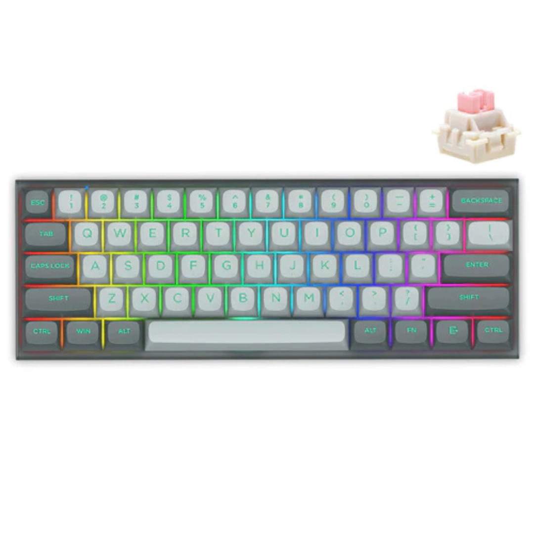 E-YOOSO HZ-61 RGB 61-Keys Hot-Swappable Mechanical Keyboard Gray/ Black - Image 2