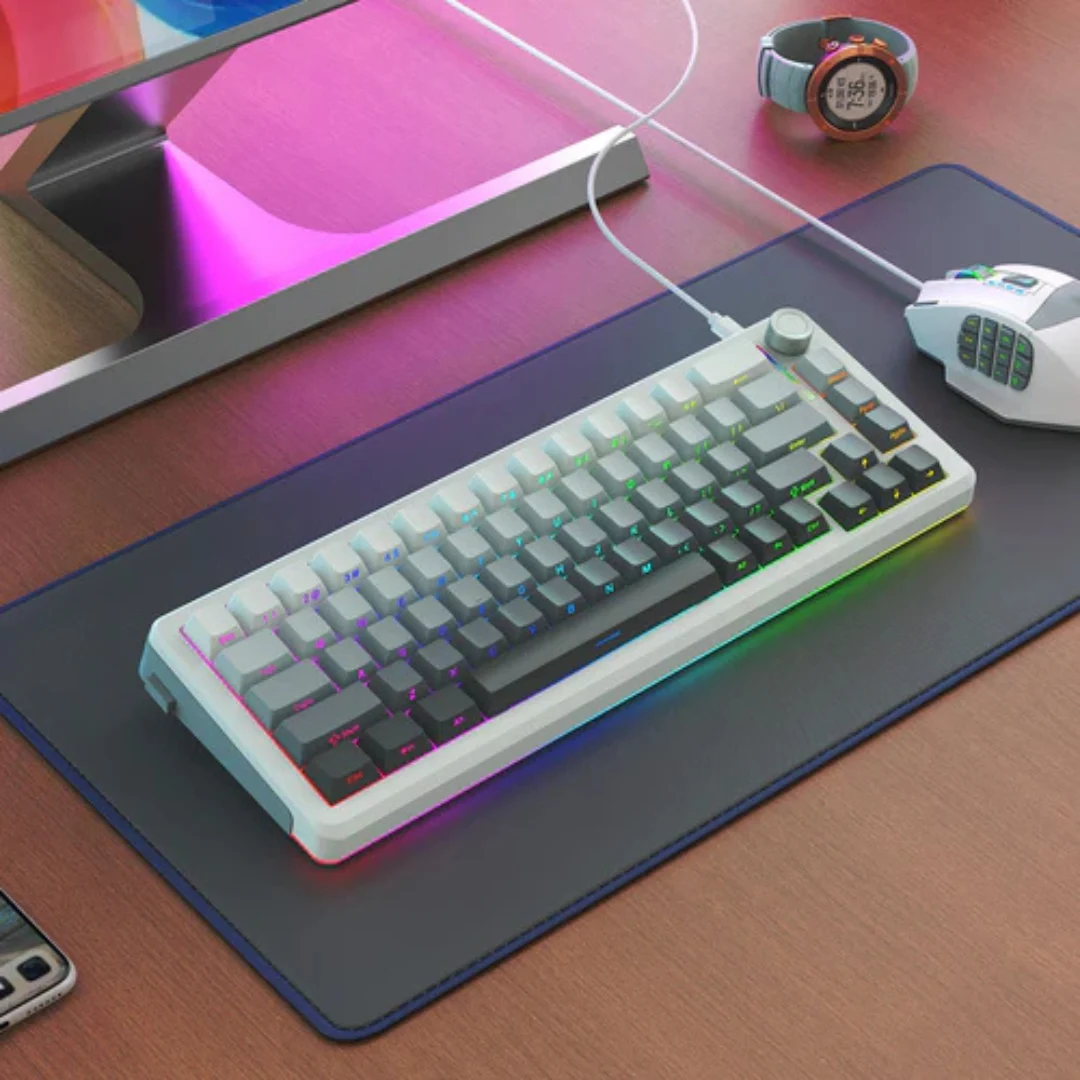 E-YOOSO Z-68 Tri-Mode RGB 67 Keys Mechanical Keyboard Gradient Grey - Image 4
