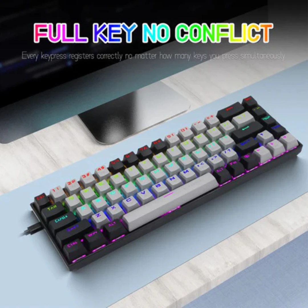 E-YOOSO Z-686 RGB 68-Keys Hot Swappable Mechanical Keyboard Grey/Black - Image 7