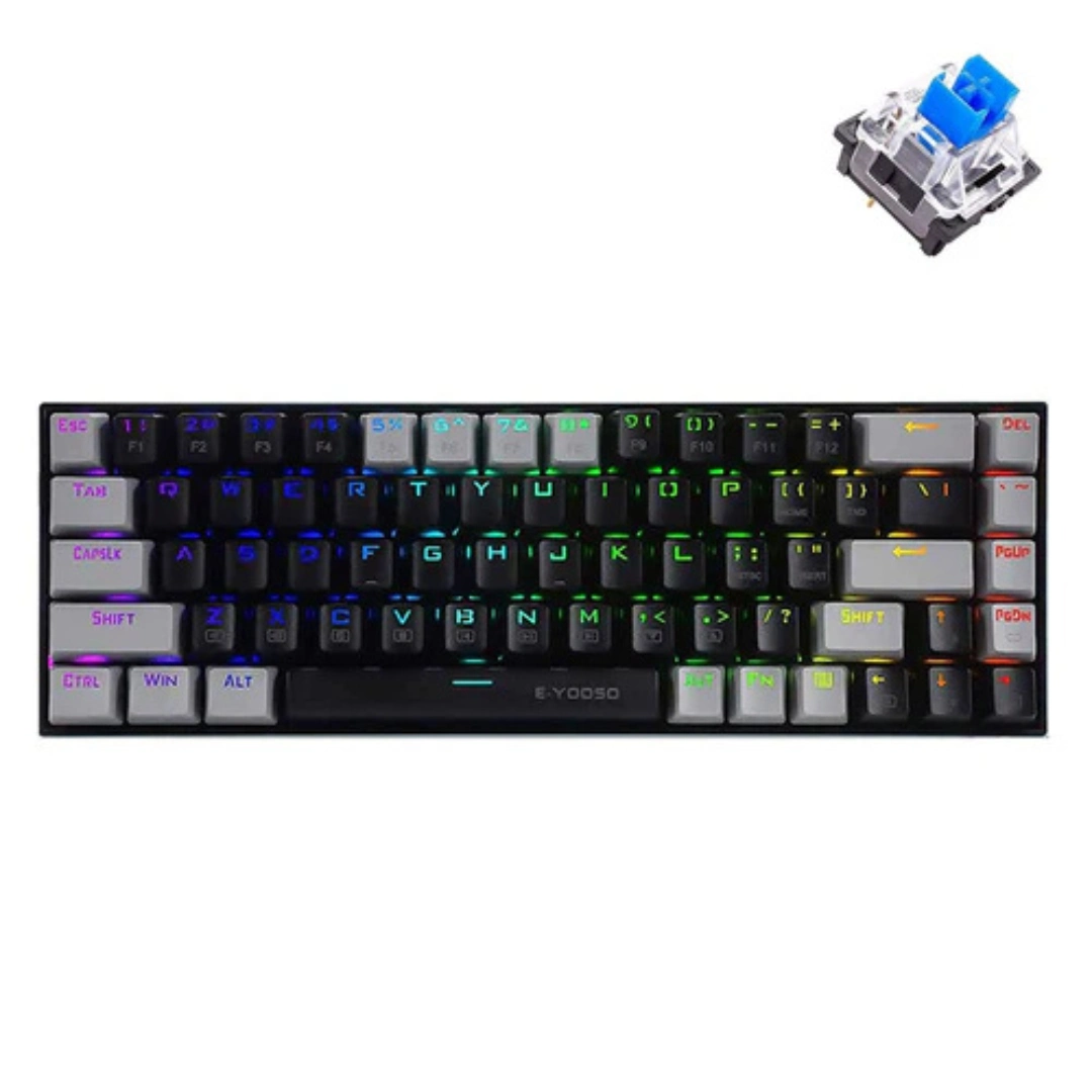 E-YOOSO Z-686 RGB 68-Keys Hot Swappable Mechanical Keyboard Grey/Black - Image 6
