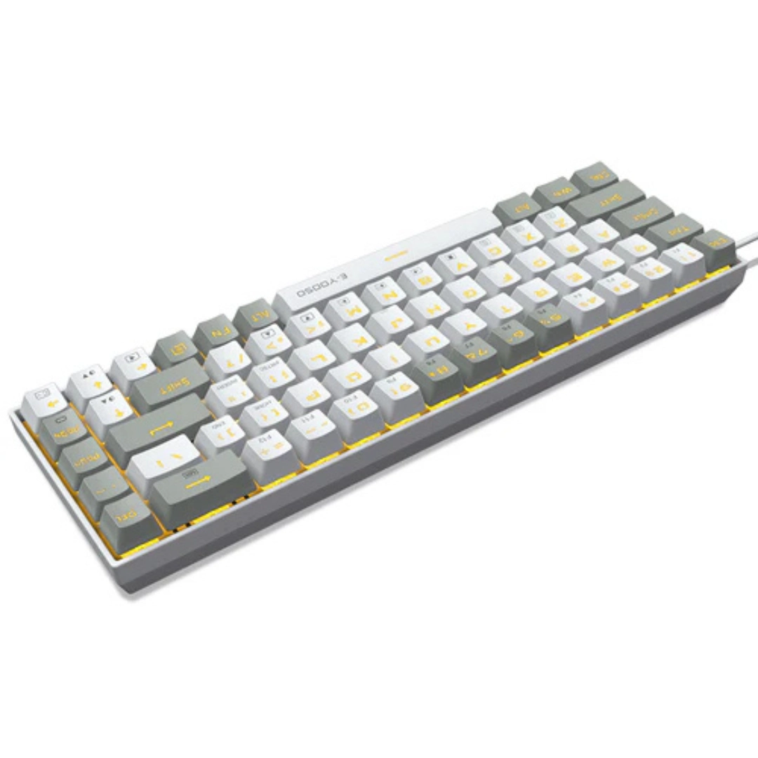 E-YOOSO Z-686 Yellow Single Light 68 Keys Hot-Swappable Wired Mechanical Keyboard Grey/White - Image 3