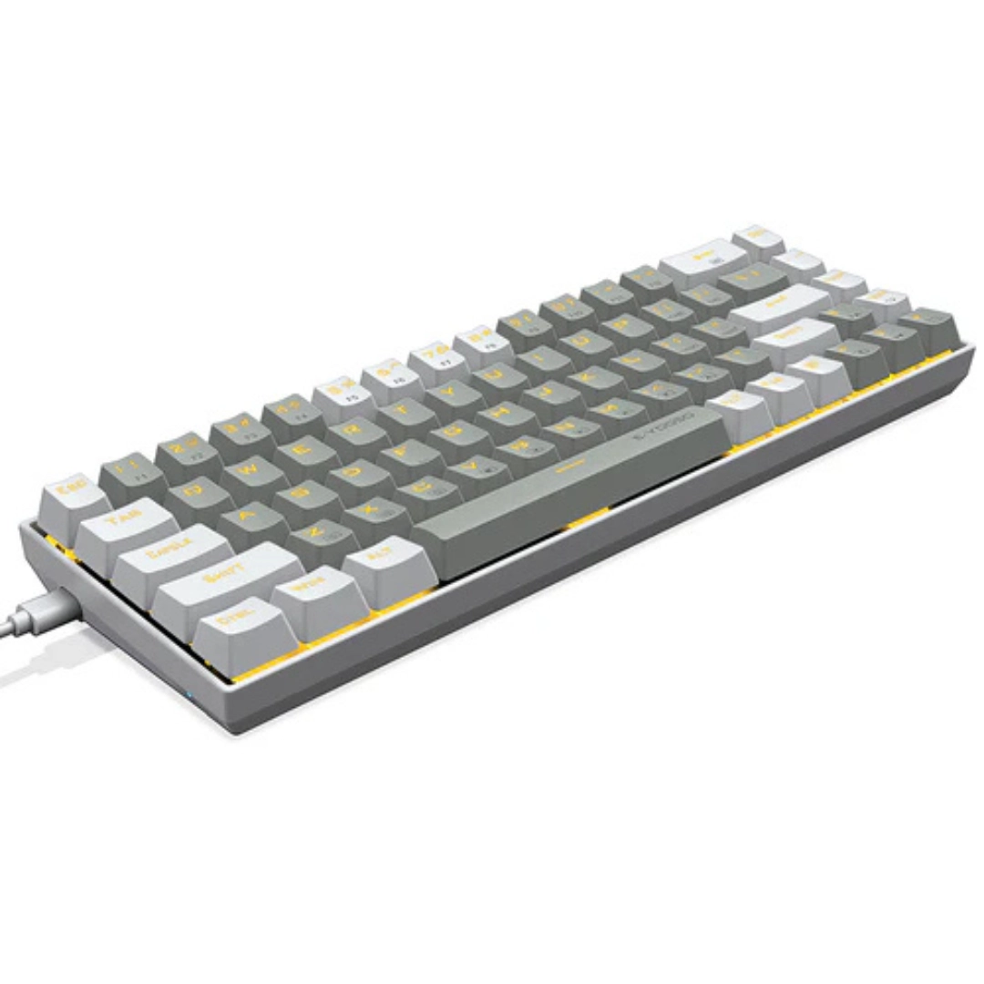 E-YOOSO Z-686 Yellow Single Light 68 Keys Hot-Swappable Wired Mechanical Keyboard Grey/White - Image 6