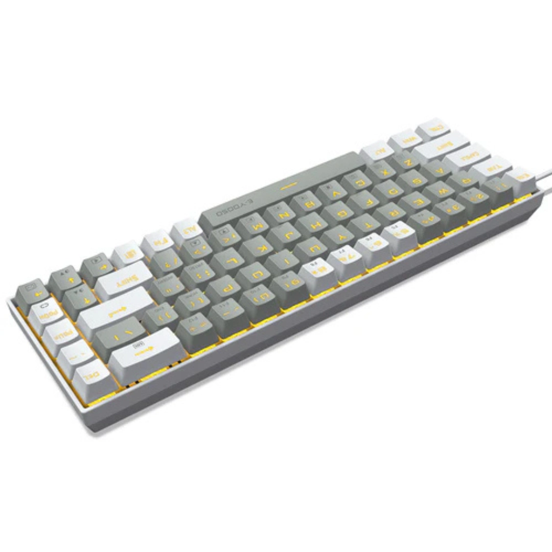 E-YOOSO Z-686 Yellow Single Light 68 Keys Hot-Swappable Wired Mechanical Keyboard Grey/White - Image 4