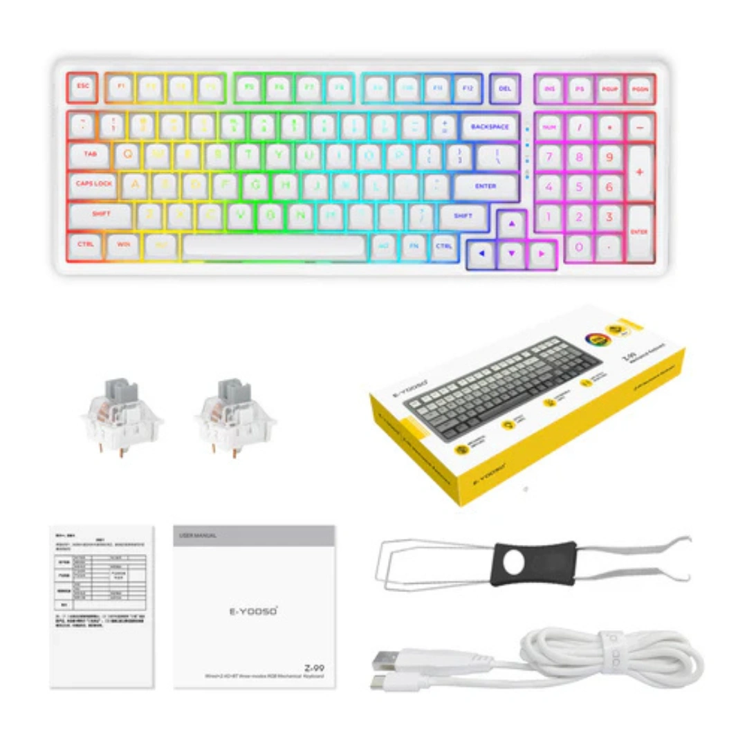 E-YOOSO Z-99 RGB 99-Keys Wired Mechanical Keyboard White - Image 2
