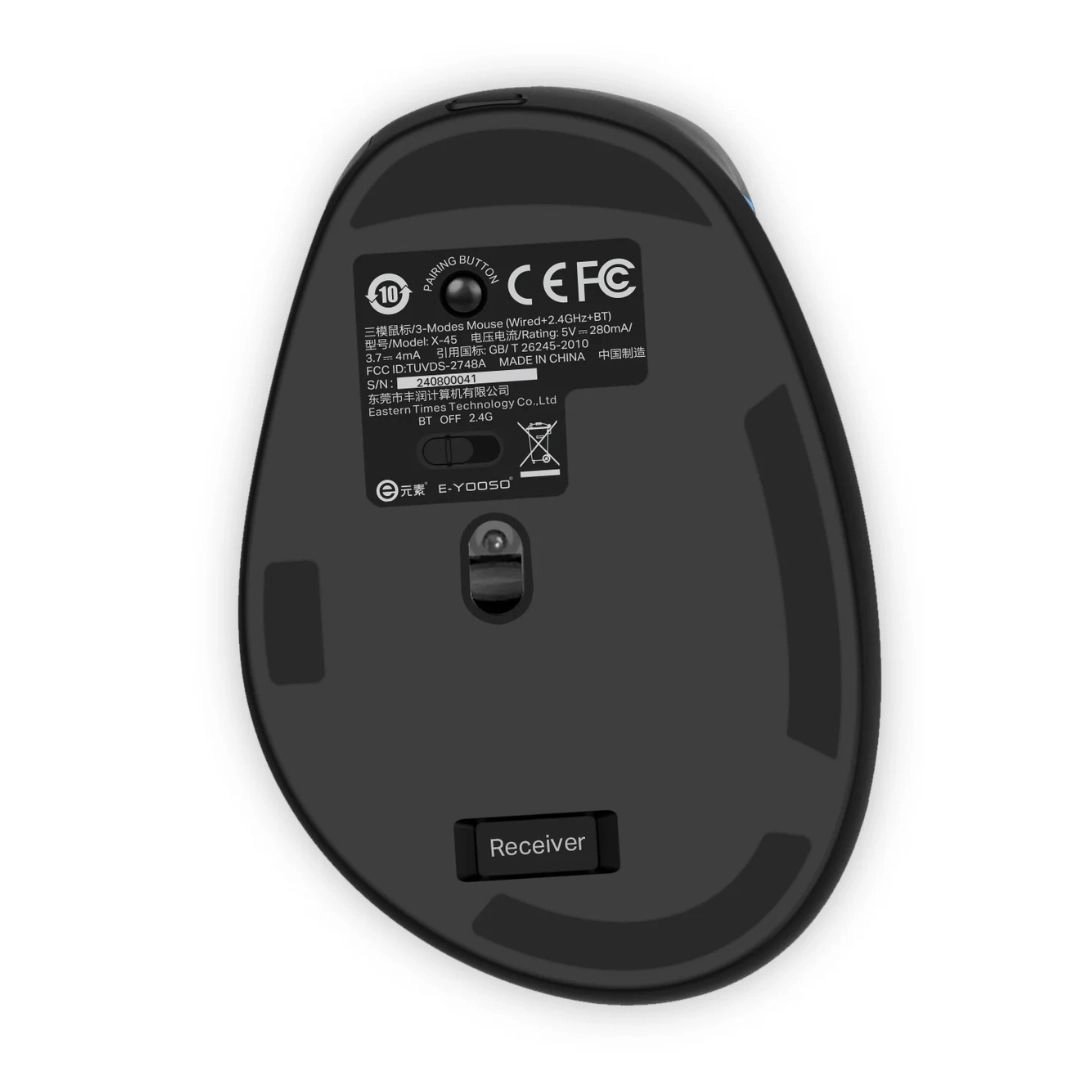 E-YOOSO X-45 Tri-Mode Wireless Ergonomic Mouse Black - Image 7