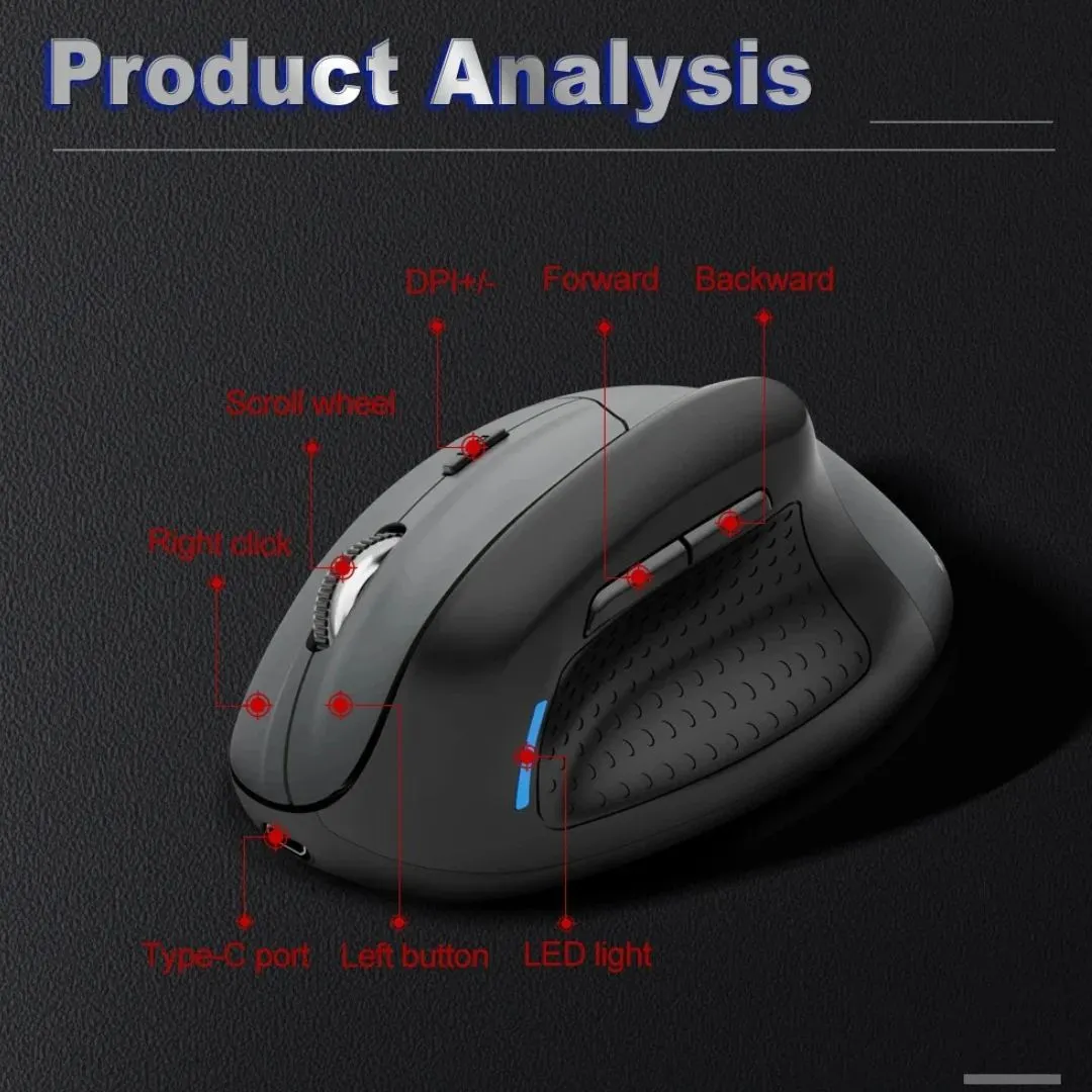 E-YOOSO X-45 Tri-Mode Wireless Ergonomic Mouse Black - Image 5
