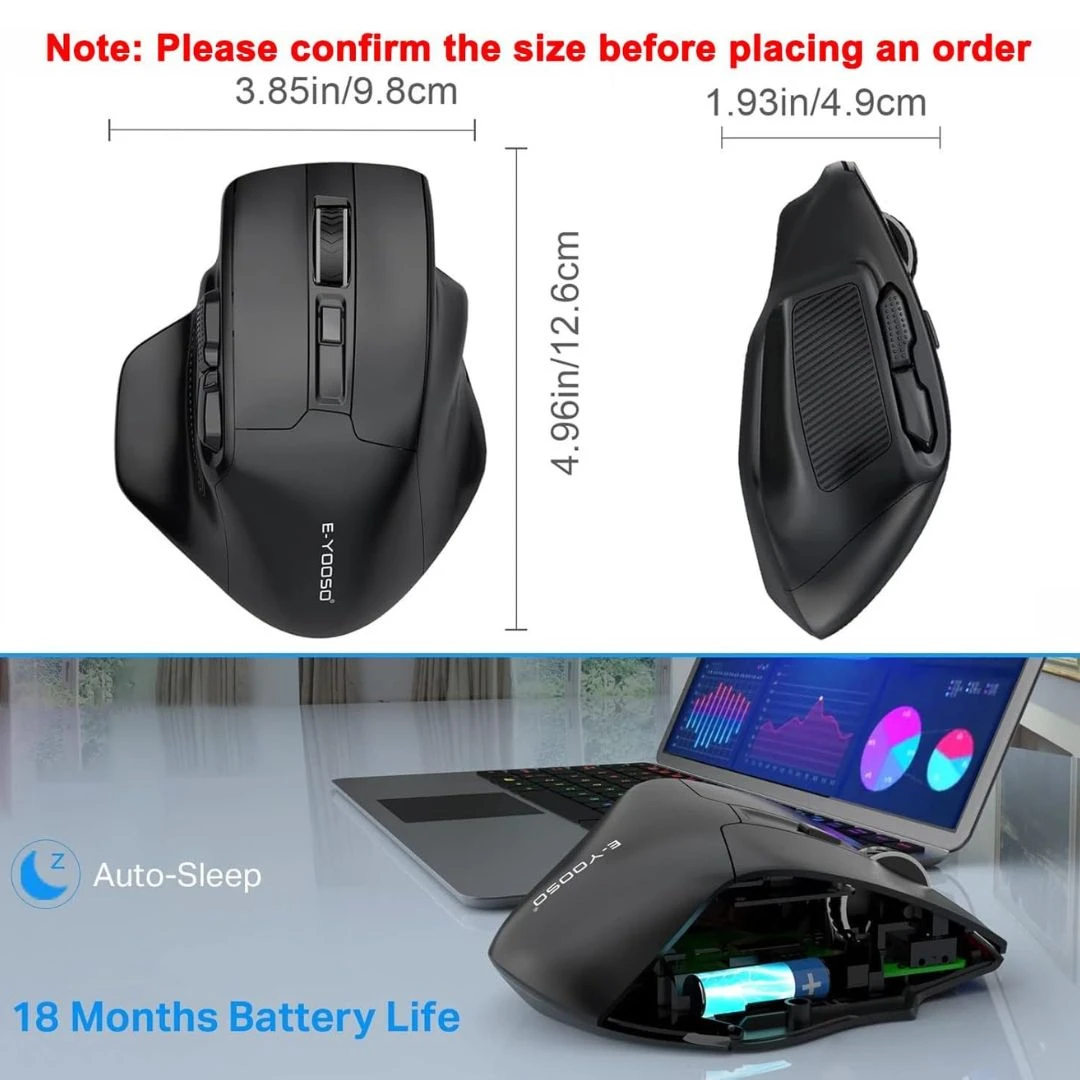 E-YOOSO X-31 Wireless Mouse for Large Hands & DPI Control - Image 4