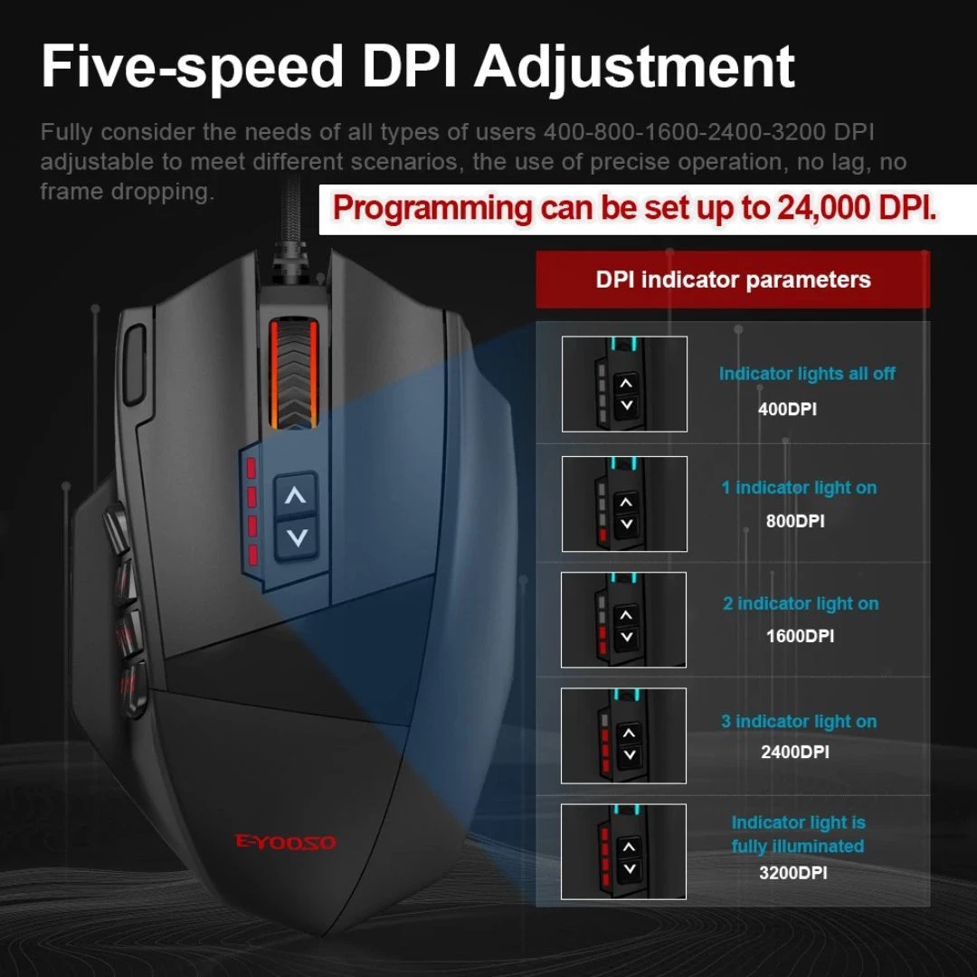 E-YOOSO X-39 RGB Gaming Mouse 16400 DPI Programmable - Image 3
