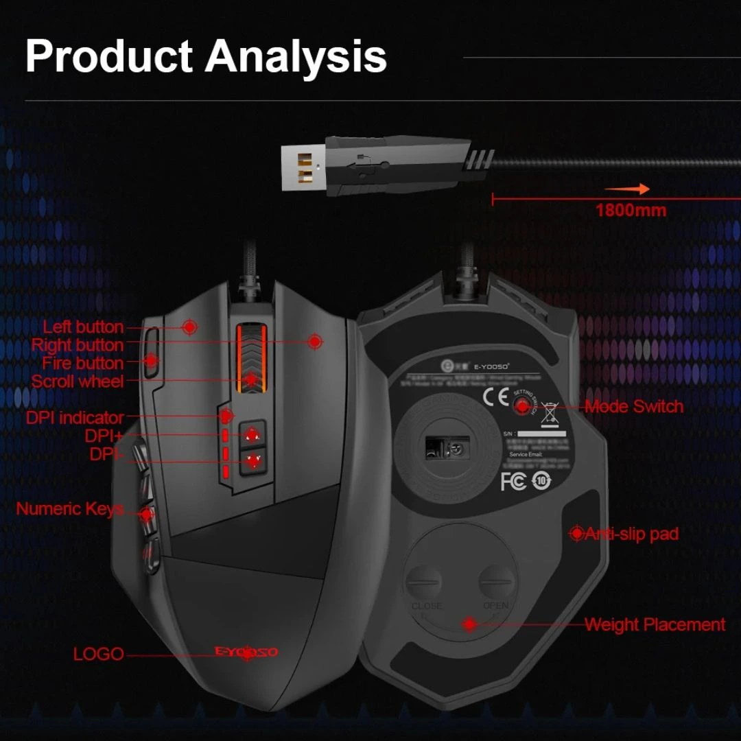 E-YOOSO X-39 RGB Gaming Mouse 16400 DPI Programmable - Image 5