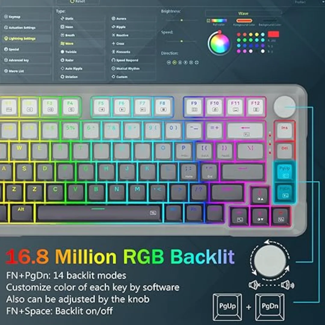 E-YOOSO HZ-82 RGB 82-Keys Wired Mechanical Keyboard Gradient Grey - Image 7