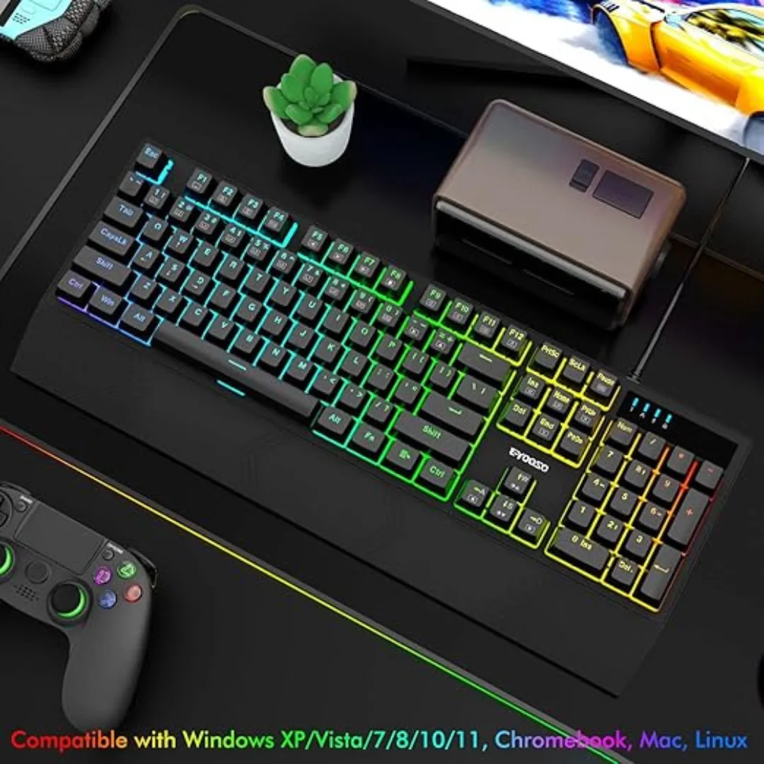 E-Yooso K-662 Rainbow Light 104-Keys Wired Mechanical Keyboard Black - Image 7