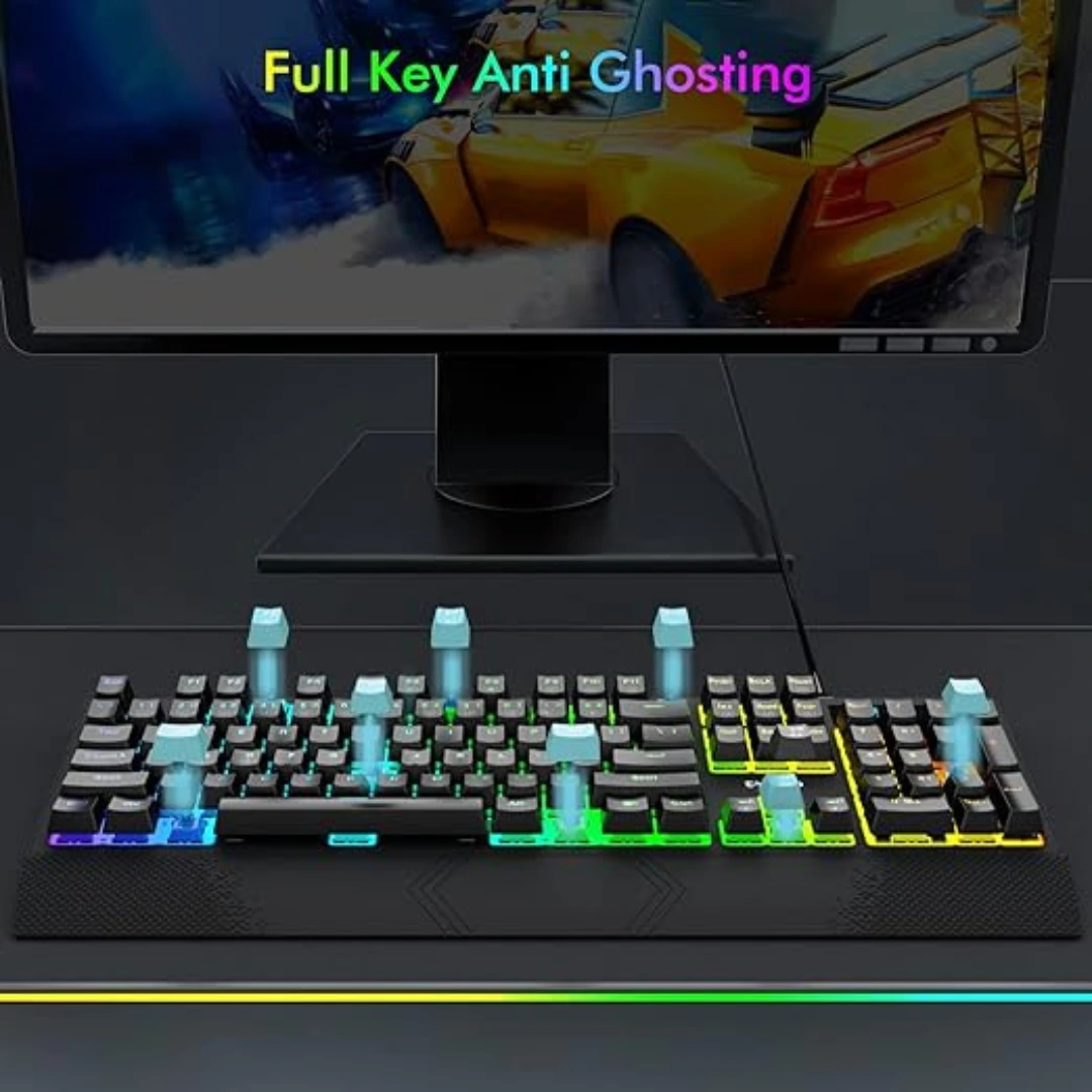 E-Yooso K-662 Rainbow Light 104-Keys Wired Mechanical Keyboard Black - Image 6