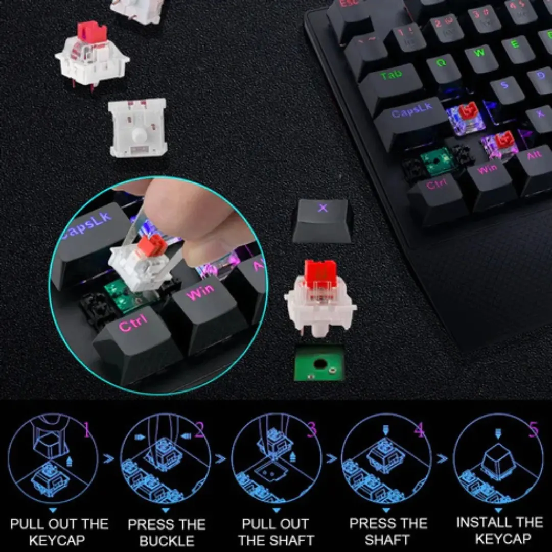 E-Yooso K-662 Rainbow Light 104-Keys Wired Mechanical Keyboard Black - Image 4
