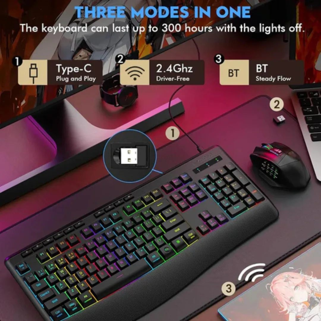 E-YOOSO K-787 Tri-Mode RGB 104 Keys Keyboard (Black) - Image 3