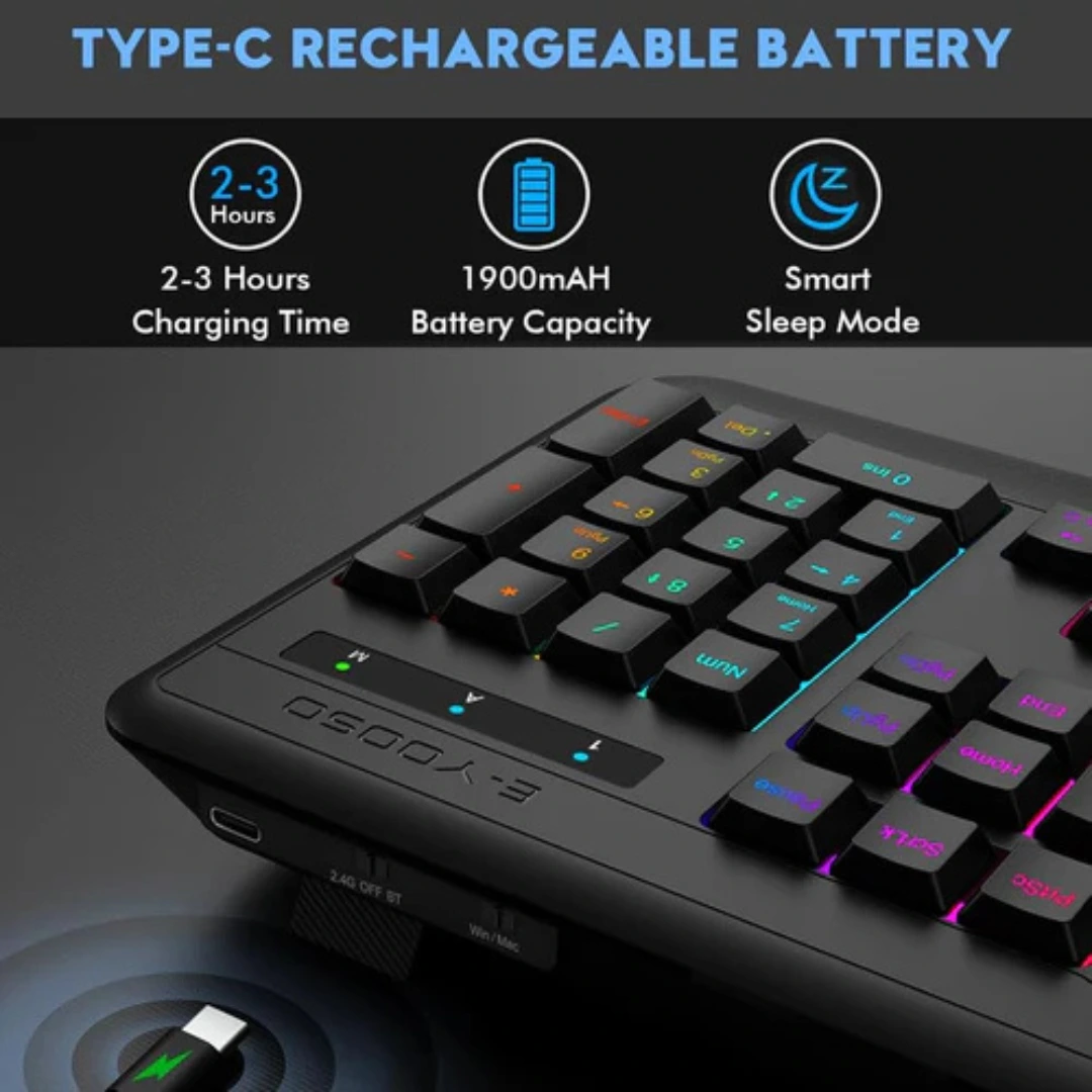 E-YOOSO K-787 Tri-Mode RGB 104 Keys Keyboard (Black) - Image 5