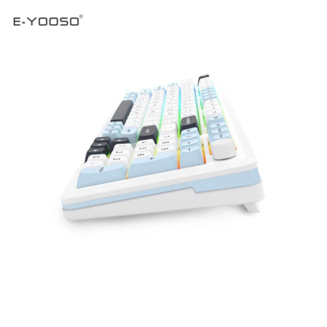 E-YOOSO Z-98 Tri-Mode RGB 98-Keys Mechanical Keyboard White/Blue (Silverwood Switch) - Image 7