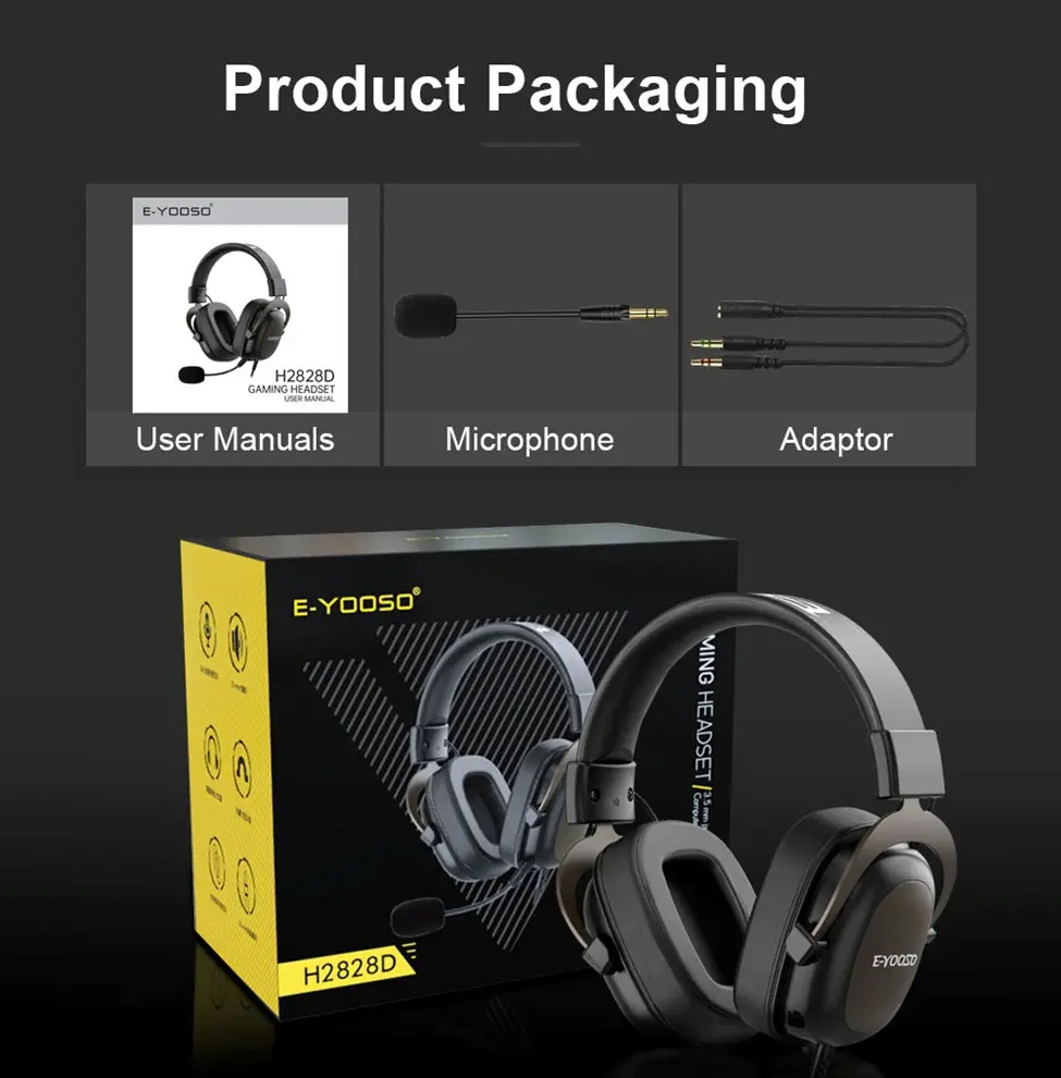 E-Yooso H2828D Gaming Headset (Black) - Image 12