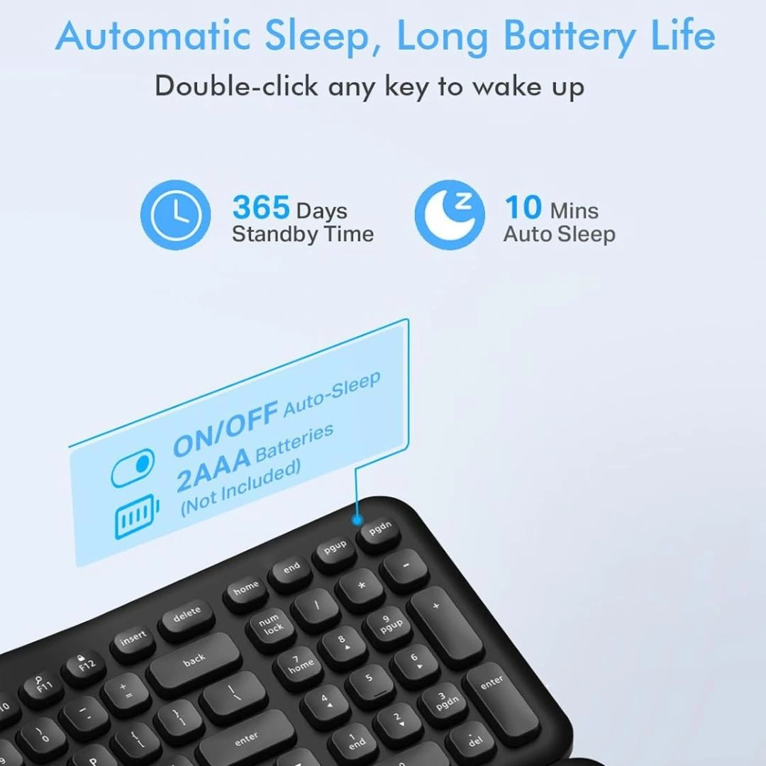E-YOOSO E-757 Wireless Ergonomic Keyboard with Split Design, Detachable Wrist Rest & Multimedia Hotkeys - Image 3