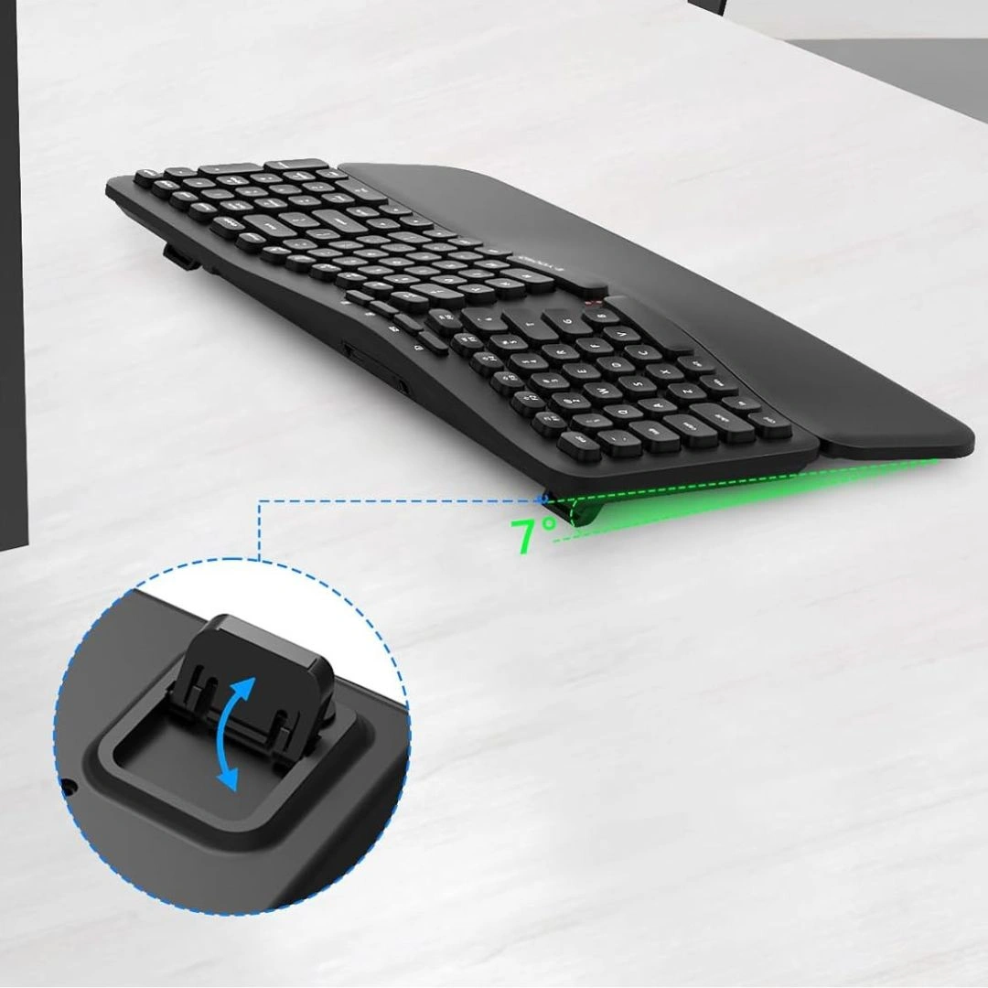 E-YOOSO E-757 Wireless Ergonomic Keyboard with Split Design, Detachable Wrist Rest & Multimedia Hotkeys - Image 6